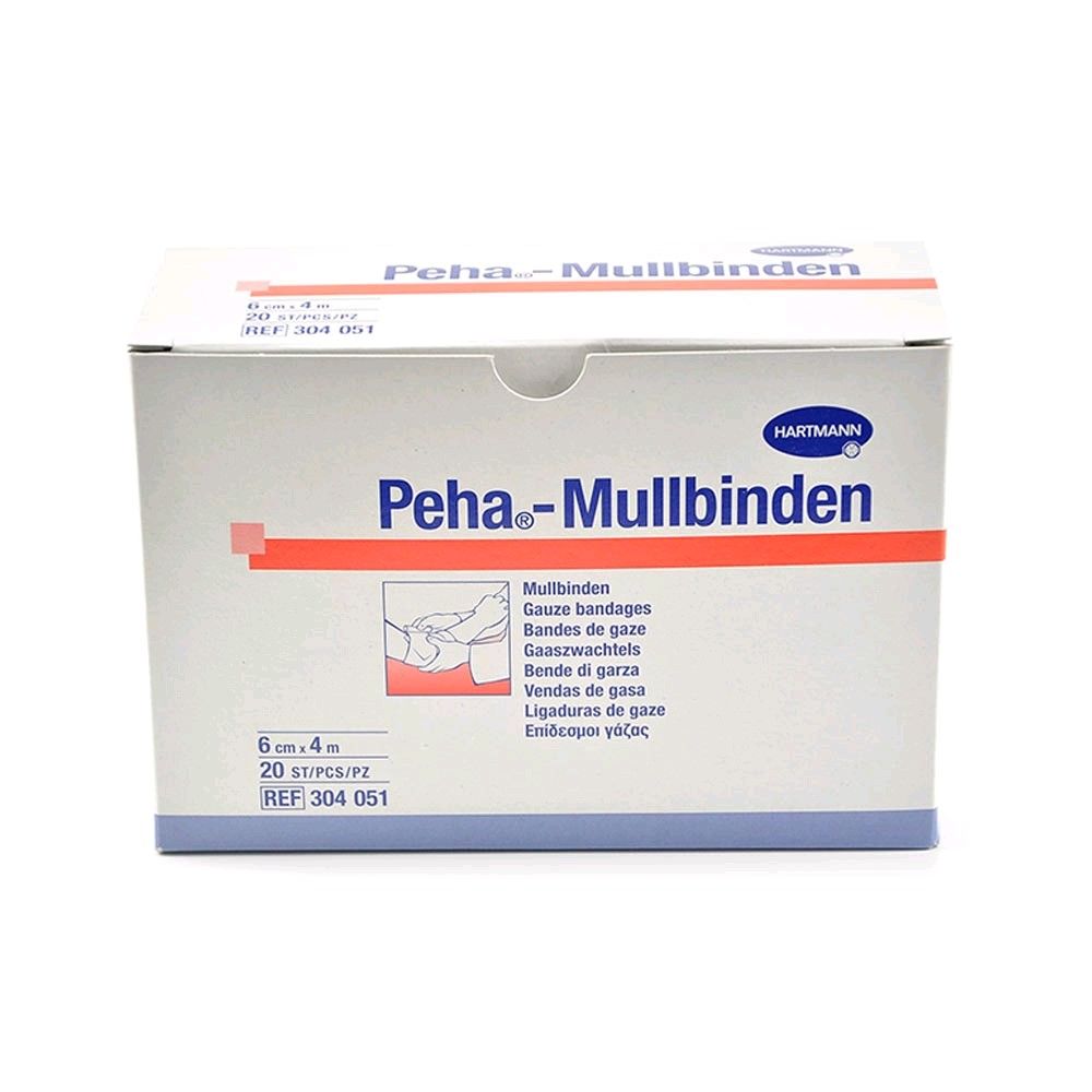 Hartmann Peha-Mullbinden Packung mit weißen Mullbinden, 6 cm x 4 m, 20 St.