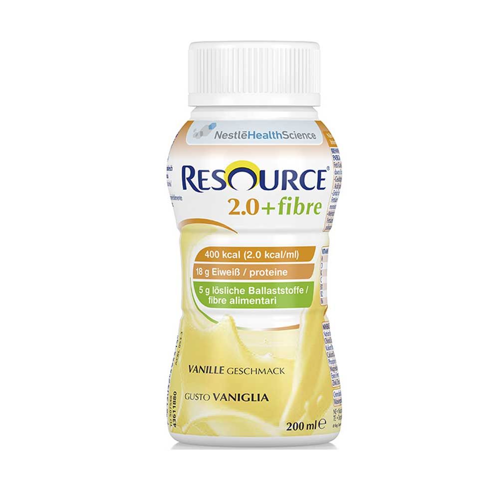 Resource 2.0+Fibre Trinknahrung in Flasche, Vanillegeschmack (200 ml)