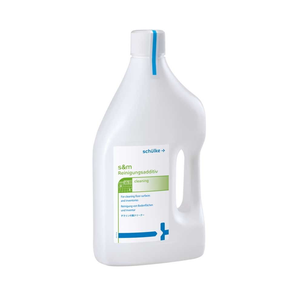 Schülke s-m® Reinigungsadditiv-Flasche, weiß, blaues Etikett, 2 l