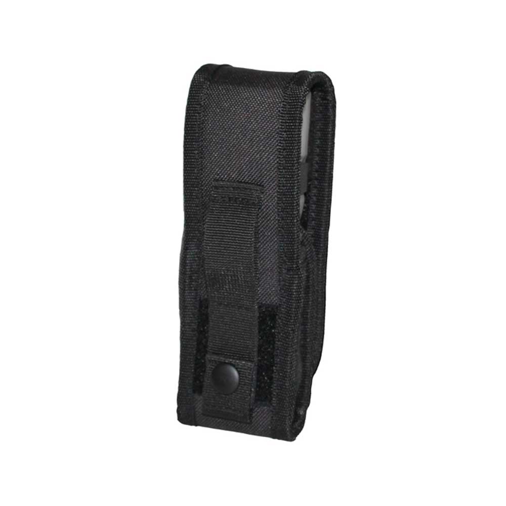 Schwarzes Taschenlampen-Holster mit Gürtelbefestigung und Klettfläche
