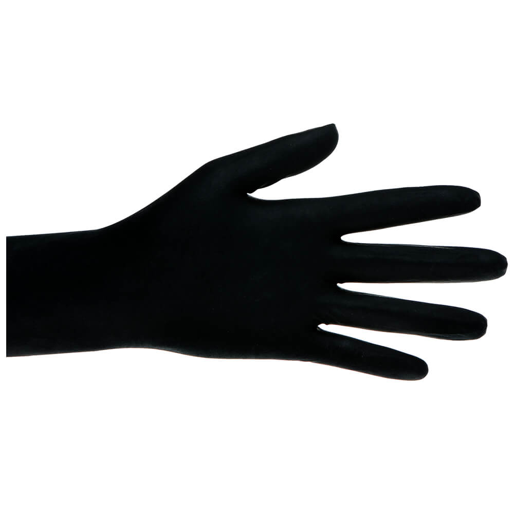 Schwarzer Einweghandschuh aus Latex, puderfrei, ein Handschuh