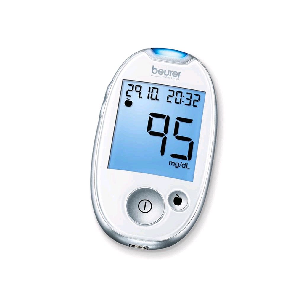 Beurer Blutzuckermessgerät GL44 weiß mit blau beleuchtetem Display