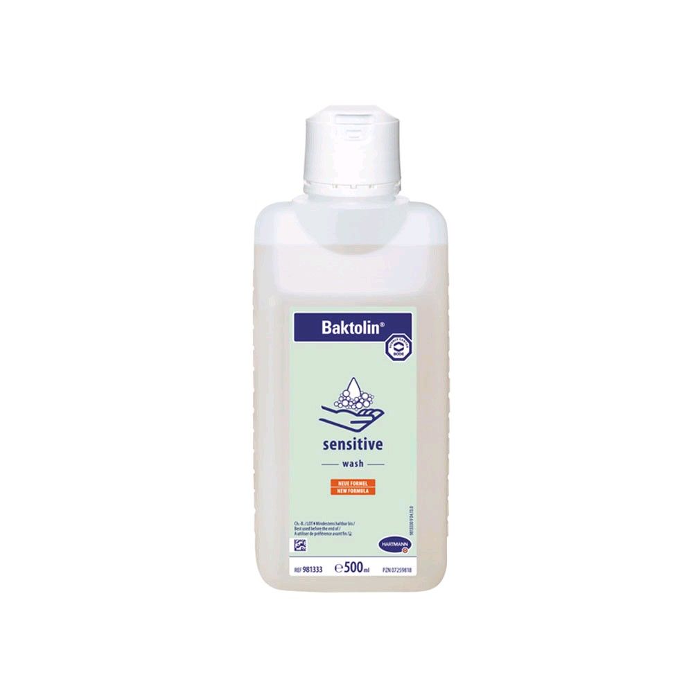 Baktolin sensitive wash Waschlotion, weiße Flasche mit blauem Etikett (500 ml)