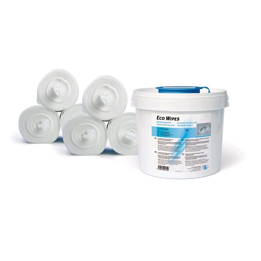 5‑L Vliestuchspender von Dr. Schumacher mit Eco Wipes, runder Eimer mit Spenderdeckel