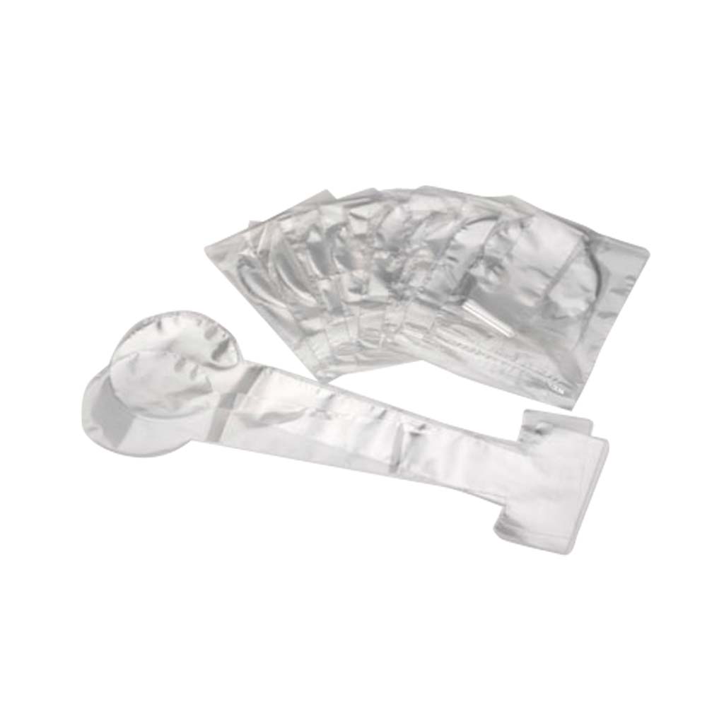 Zubehör für CPR-Training: transparente Beutel und weiße Maskenteile