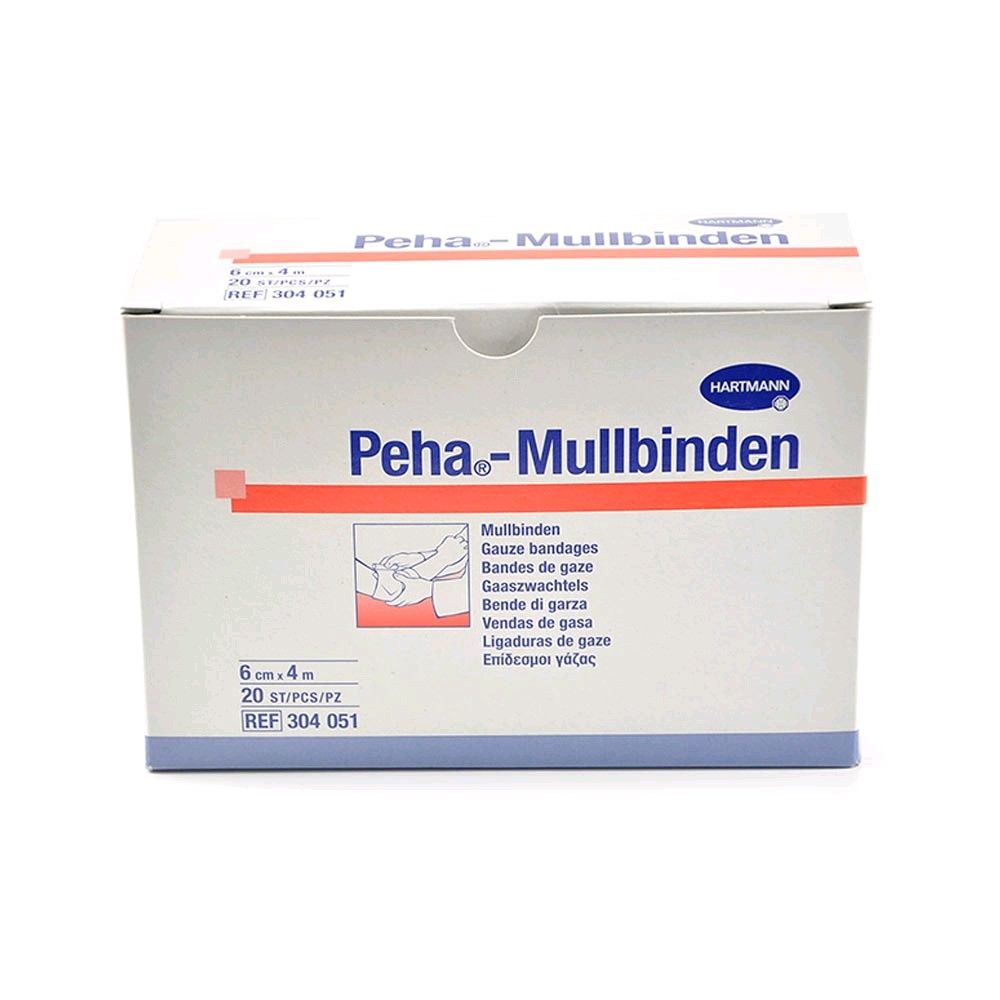 Hartmann Peha-Mullbinden Karton mit weißen Mullbinden, 6 cm x 4 m, 20 Stück