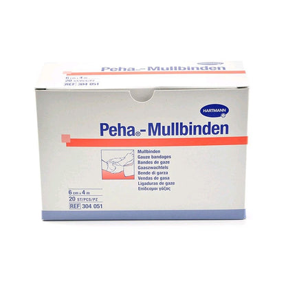 Hartmann Peha-Mullbinden Karton mit weißen Mullbinden, 6 cm x 4 m, 20 Stück