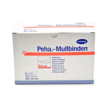 Hartmann Peha-Mullbinden Packung, weiße Mullbinden, 6 cm x 4 m, REF 304 051