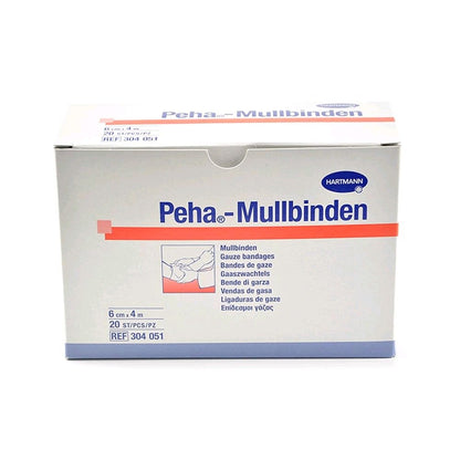 Hartmann Peha-Mullbinden Packung mit weißen Mullbinden, 6 cm x 4 m, 20 St.