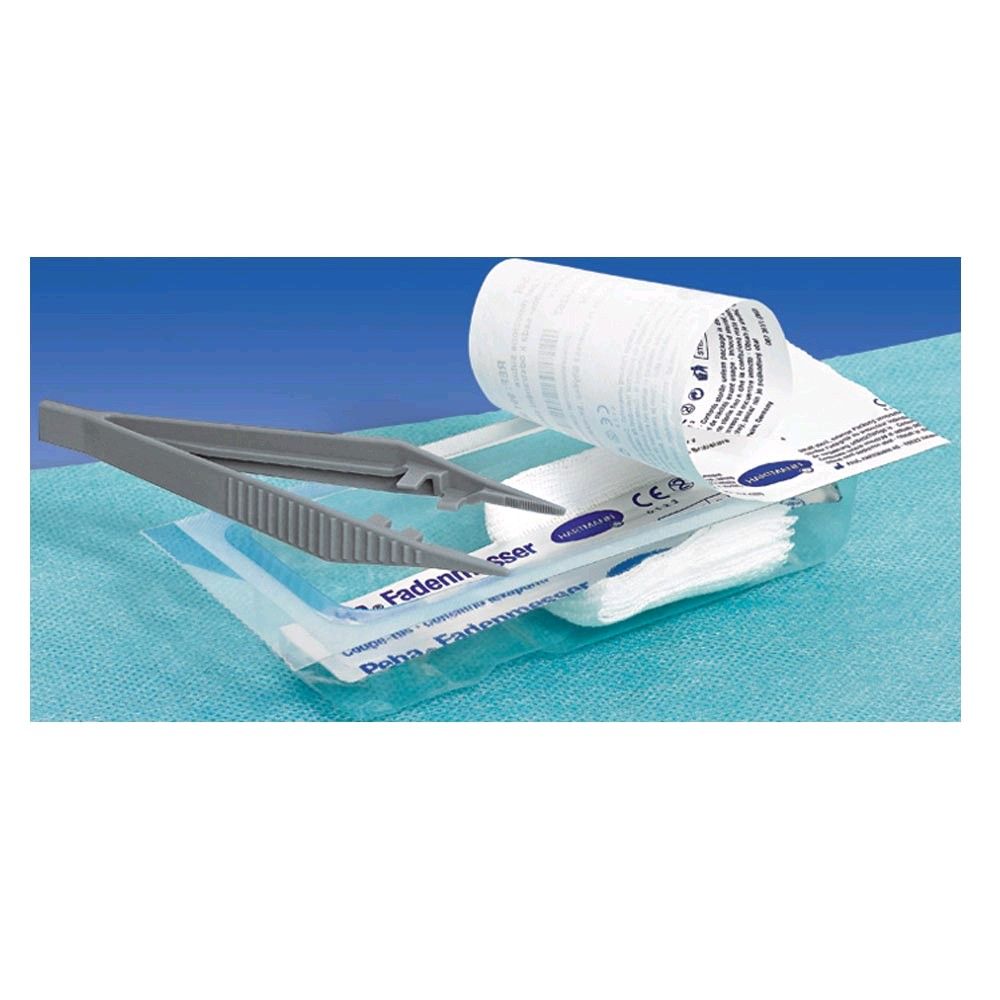 Steriles Peha Fadenzieh-Set mit Pinzette, Klinge und gefalteten Kompressen