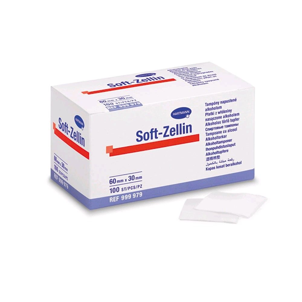 Hartmann Soft-Zellin Alkoholtupfer in Packung, 60×30 mm, 100 Stück