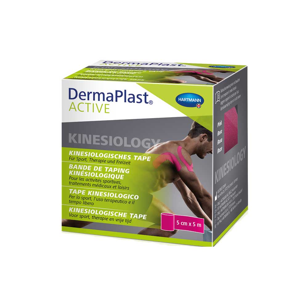 Kinesiologie-Tape-Kartonpackung mit rosa Akzent, latexfrei, 5 cm x 5 m, 1 Rolle