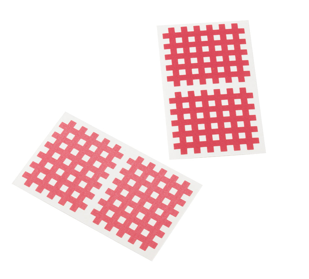Rosa Gittertape Cross-Patches auf zwei Bögen mit Kreuz-Muster
