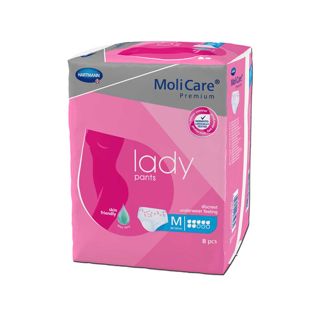 Rosa Inkontinenzslip-Pants Packung, Front mit Größenhinweis „M“
