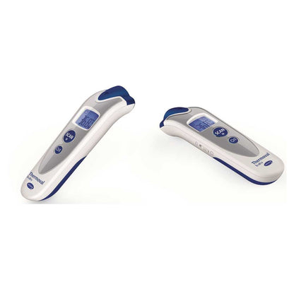 Kontaktloses Infrarot-Thermometer für Babys, blau-weiß, mit Display und Tasten
