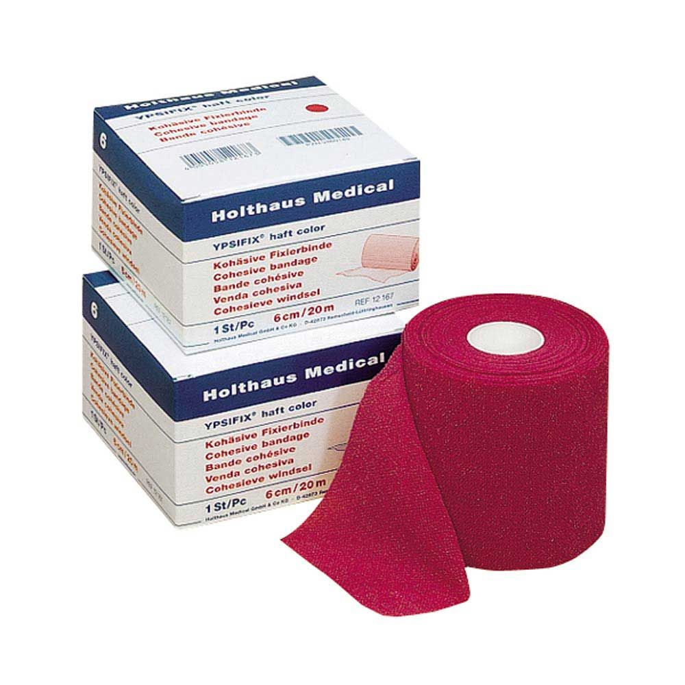 Pinkfarbene Haft-Fixierbinde YPSIFIX® als Rolle, sichtbar das Band innen
