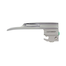 LUXAMED Lichtleiter-Spatel, auswechselbar; silberner Kopf mit klarer Öffnung und grüner Markierung