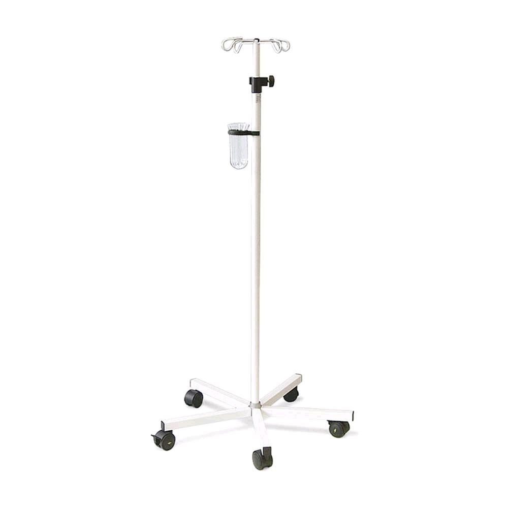 Ratiomed-Infusionsständer, weißer 5-Rollen-Ständer mit Sicherheitshaken