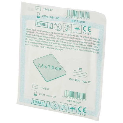 Sterile Mullkompresse, Größe 7,5×7,5 cm, Typ 17, einzeln verpackt