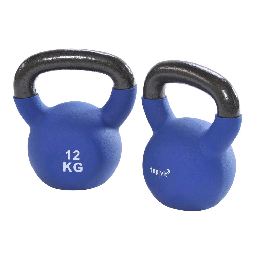 Neopren-Kugelhantel 12 kg, blau, mit schwarzem Griff, topvit®