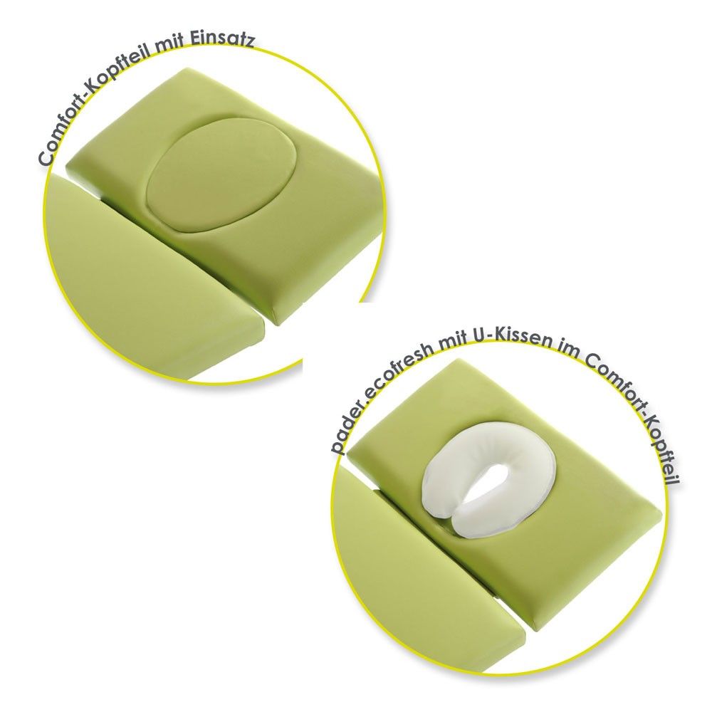 Pader eco fresh Kopfteil mit Armauflagen, 3-teilig,  hellgrün, abgerundete Polsterform