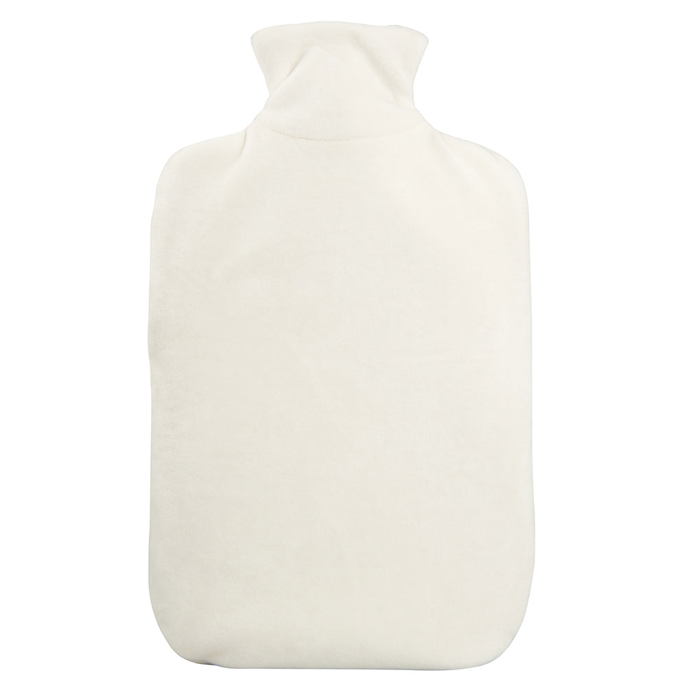 Wärmflasche mit Nickibezug, einfarbig creme