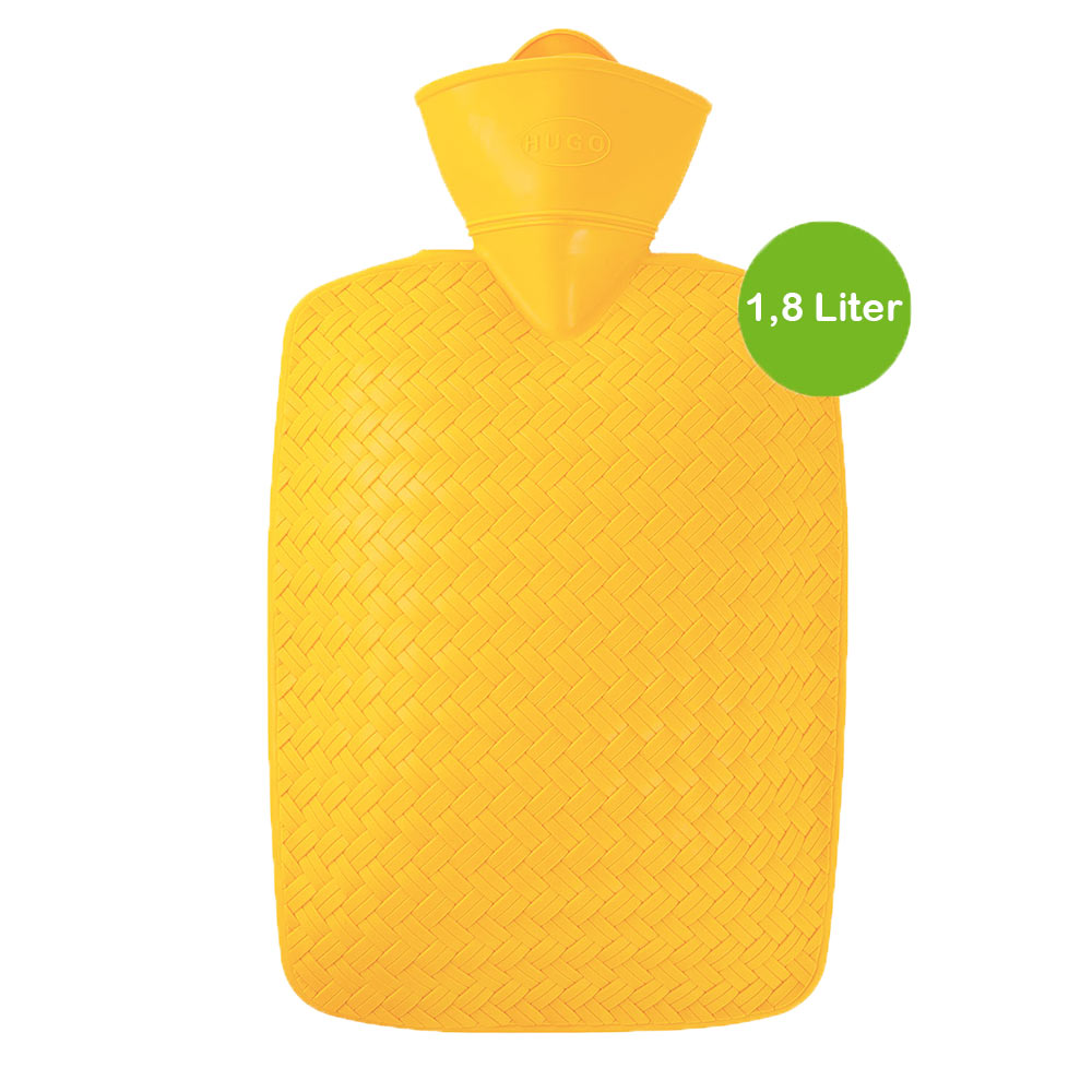 Wärmflasche 1,8 l mit Flechtoptik, orangengelb