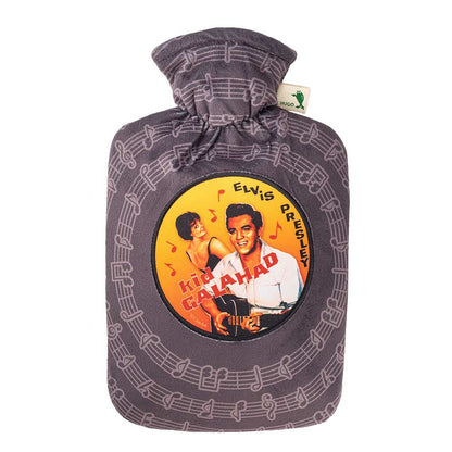 Hugo Frosch Nicki-Velourswärmflasche mit grauem Bezug und Elvis-Presley-Motiv