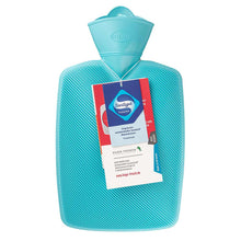 Türkisfarbene Wärmflasche mit Einfüllstutzen, Halblamelle, 1,8 l