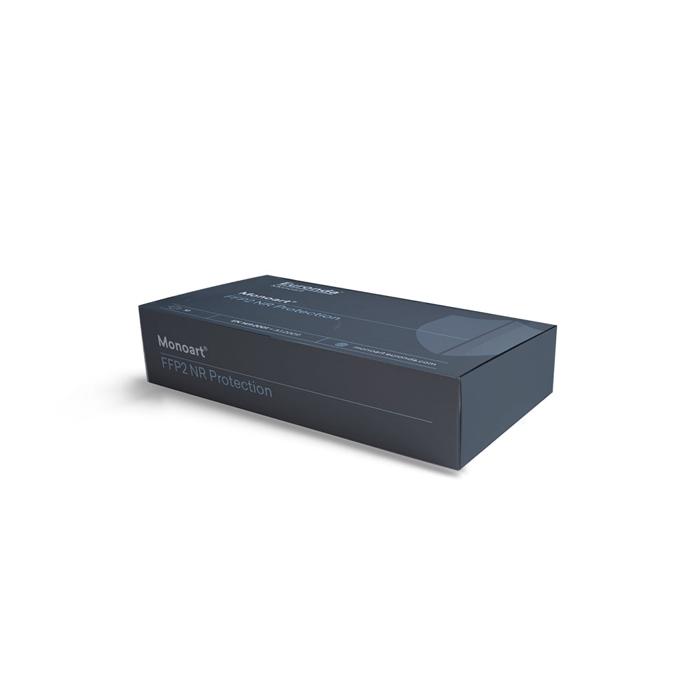 Monoart FFP2-Atemschutzmasken Verpackung als Box, mit Aufdruck