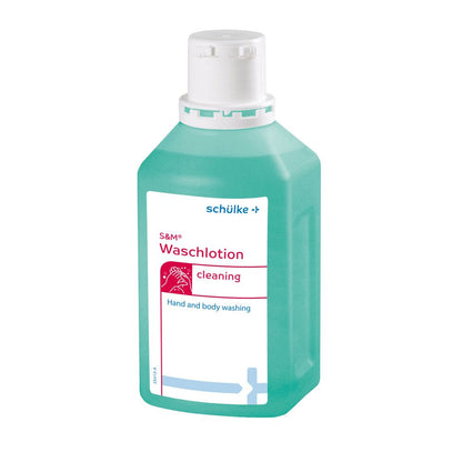 Waschlotion-Flasche Schülke s-m® in türkisgrün, mit weißem Verschluss