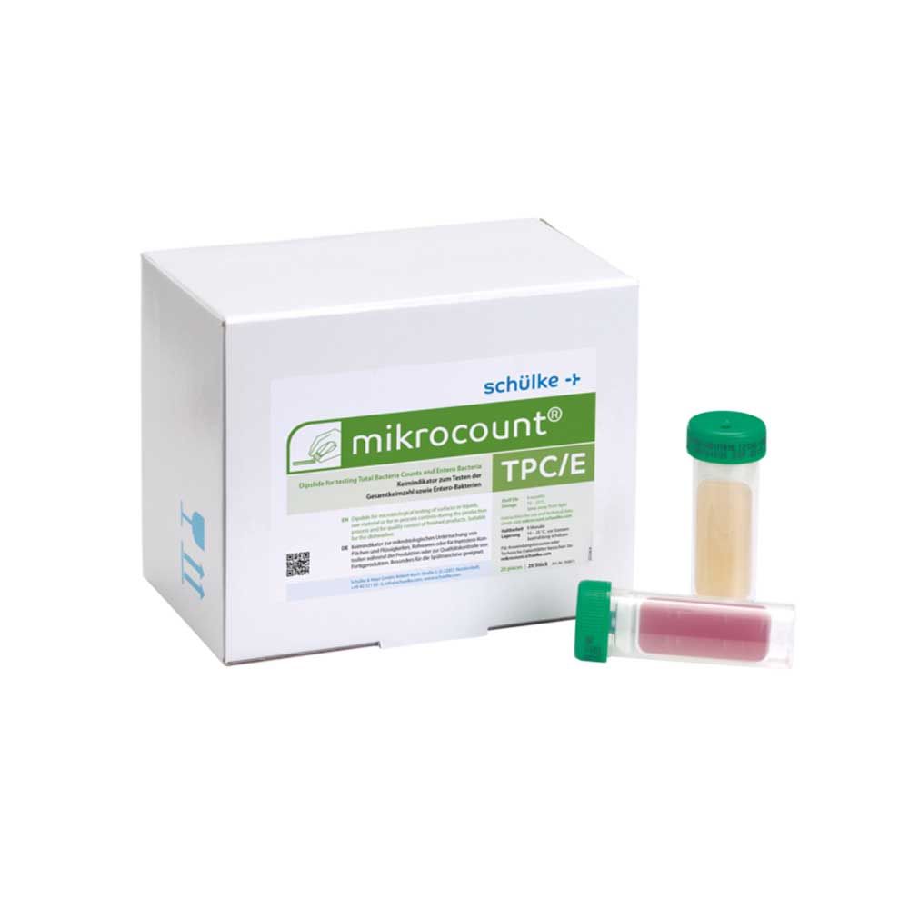 Schülke mikrocount TPC/E Keimindikatoren mit Packung und Röhrchen