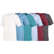 Unisex-Schlupfkasäcke, Kurzarm, Kontraststeppung, Taschen (mehrere Farben)