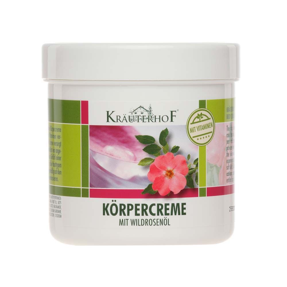 Asam Kräuterhof® Körpercreme mit Wildrosenöl, weiße Wanne mit Deckel
