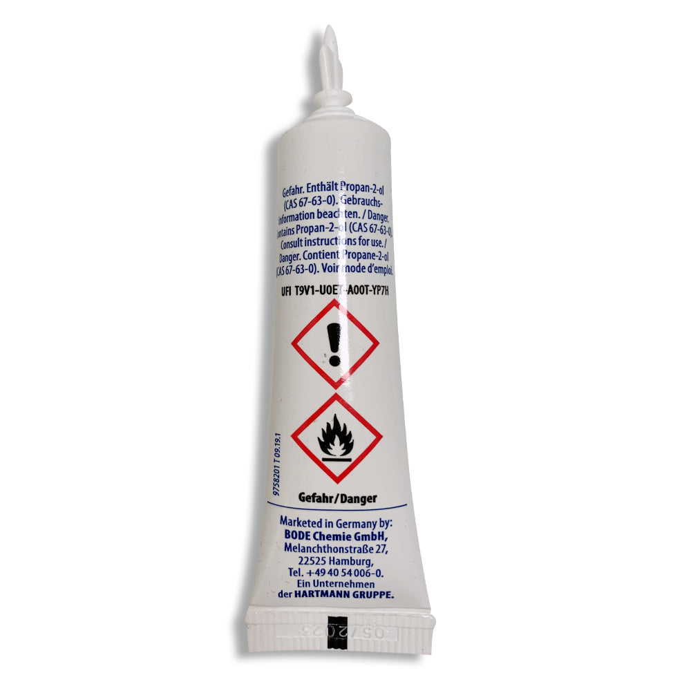 Visirub Konzentrat Desinfektionsmittel, 10 ml, Rückseite mit Warnsymbolen und Text
