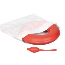 Luftkissen-Ring-Set mit Einmalbezug und roter Handpumpe, aufgeblasen