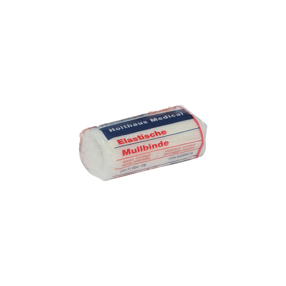 Rolle elastischer Mullbinde, weiß, mit rotem YPSIFLEX® Aufdruck auf dem Etikett