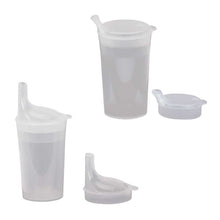 Transparente Trinkbecher 250 ml mit zwei Mundstücken, Set mit Deckel und Ausguss