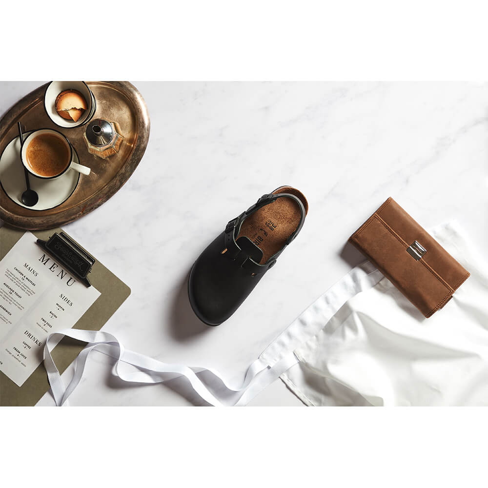 Birkenstock Tokio SL Clog schwarz mit Schnallenriemen und Kork-Einsatz an der Sohle