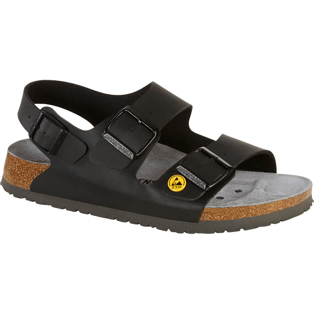 Schwarze Birkenstock-Sandale Milano ESD mit zwei verstellbaren Schnallen