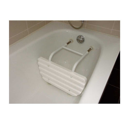 Badewannenverkürzer mit weißem Aufsatz, Saugnäpfen und Armaturenhalter in der Wanne