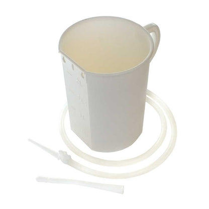 Becher-Irrigator mit Schlauchspirale und Aufsatz, graduiert, PP