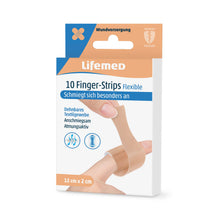 Lifemed Fingerstrips flexible Pflasterstrips, hautfarben, 10 Stück, 12×2 cm, Packung