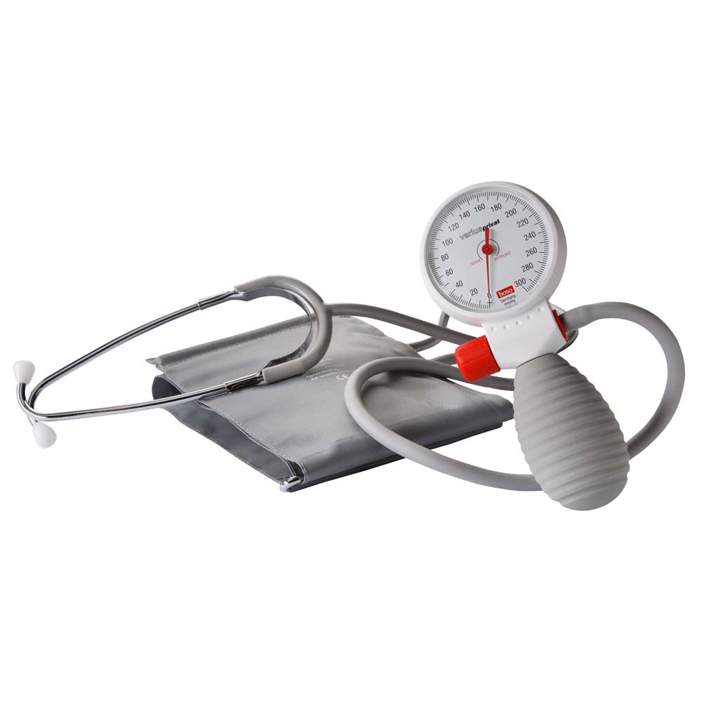 Boso klassisches Blutdruckmessgerät mit Manschette, Stethoskop und Manometer