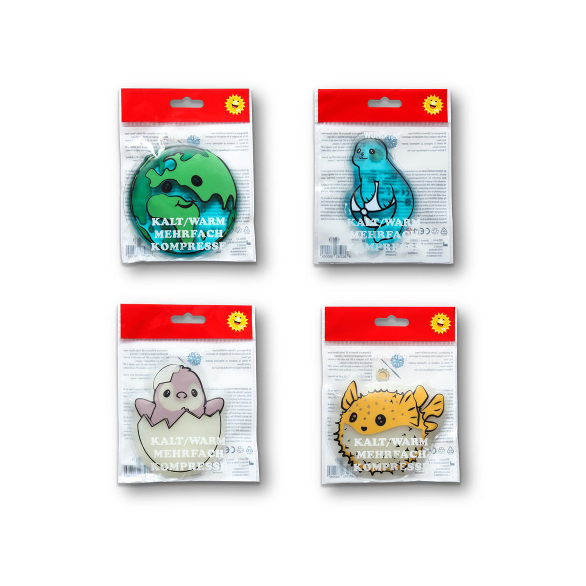 Kinder-Kalt-Warmkompresse-Set mit 4 Motiven, WUNDmed® in Folienverpackung
