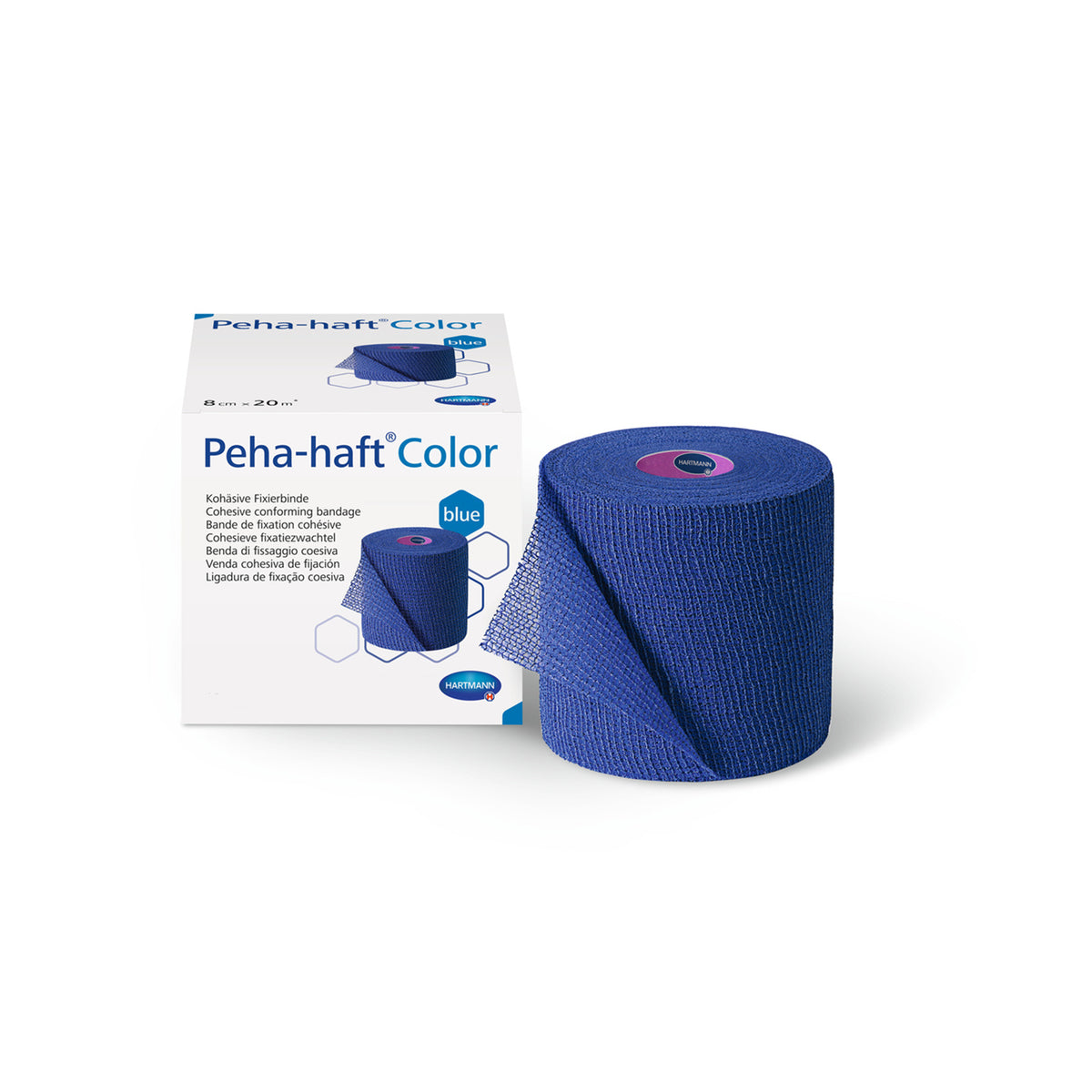 Hartmann Peha-haft® Color Fixierbinde, blaue Rolle, 6 cm breit, gedehnt 21 m
