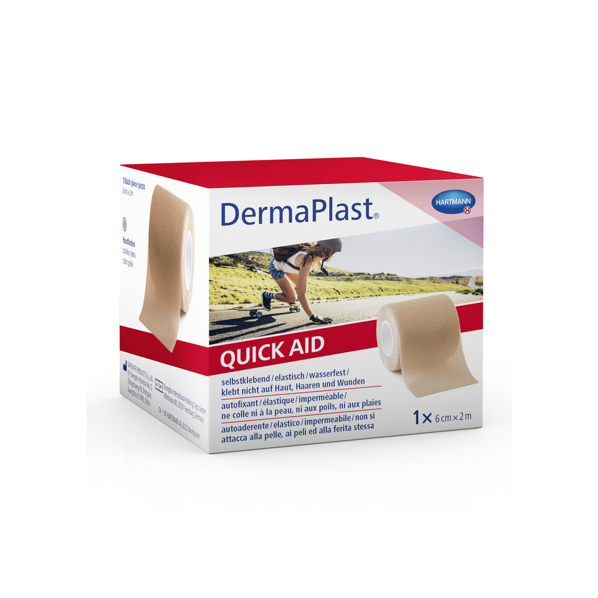 Hartmann DermaPlast® QUICK AID Schaumverband, hautfarben, selbstklebend (1×6 cm×2 m)