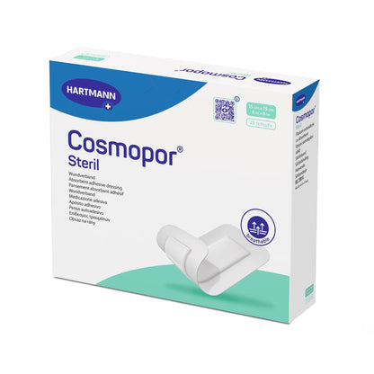 Hartmann Cosmopor steriler Wundverband in weiß-blauer Packung, Frontansicht