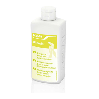 Ecolab Silonda Hautpflege-Lotion in weißer 500-ml-Flasche mit Schraubdeckel