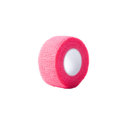 Kohäsives Fingertape, pinke Rolle mit dunklerem Rand und klebender Oberfläche